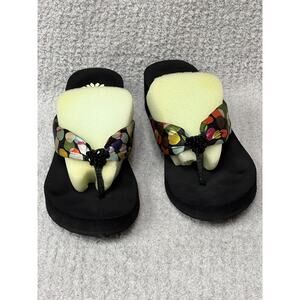 Yellow Box Women's Black Multicolor Polka Dot Sandals Size 7.5 #55119